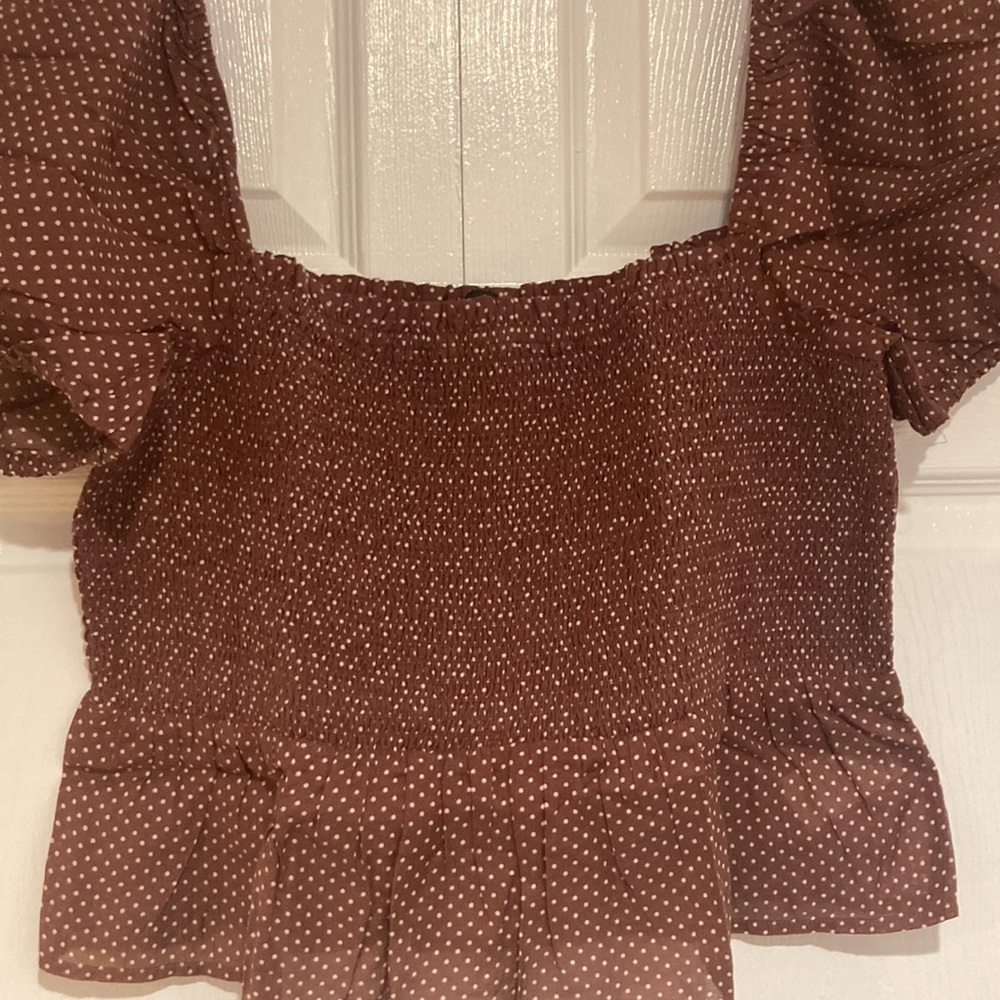 J.Crew Squareneck smocked cotton voile top in dot